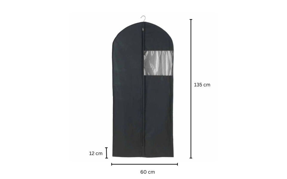 Housse à vêtements WENKO noire XXL - 60 x 12 x 135 cm - PEVA - Avec fermeture éclair et fenêtre de visualisation