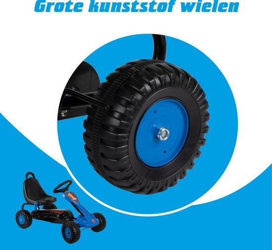 Kart - Acier - Réglable - Frein à main - Max 35 Kilo - 3-4 ans - Bleu/Noir