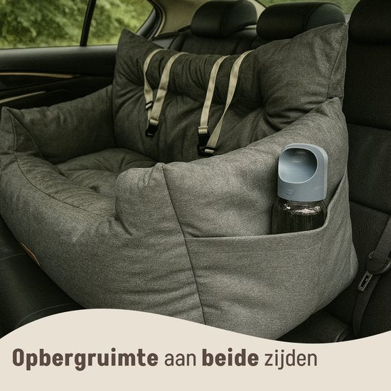 By Cee Cee Car Seat Dog - Premium Car Basket Dog - Dog Basket Car With Safety Strap - Dog Seat - Car Seat - All Season - Grey - Size L - Large Dogs