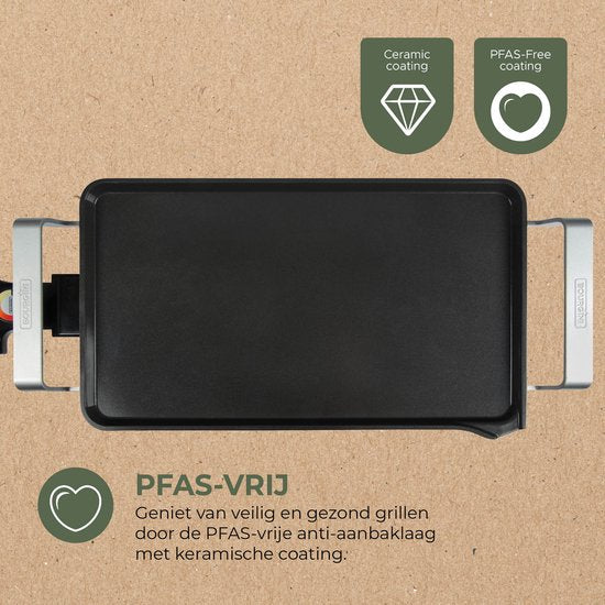 Bourgini Elements - Plaque de cuisson - Plaque de cuisson - Revêtement antiadhésif en céramique sans PFAS - 46 x 26 cm - 4 à 6 personnes - Matériaux recyclés certifiés GRS