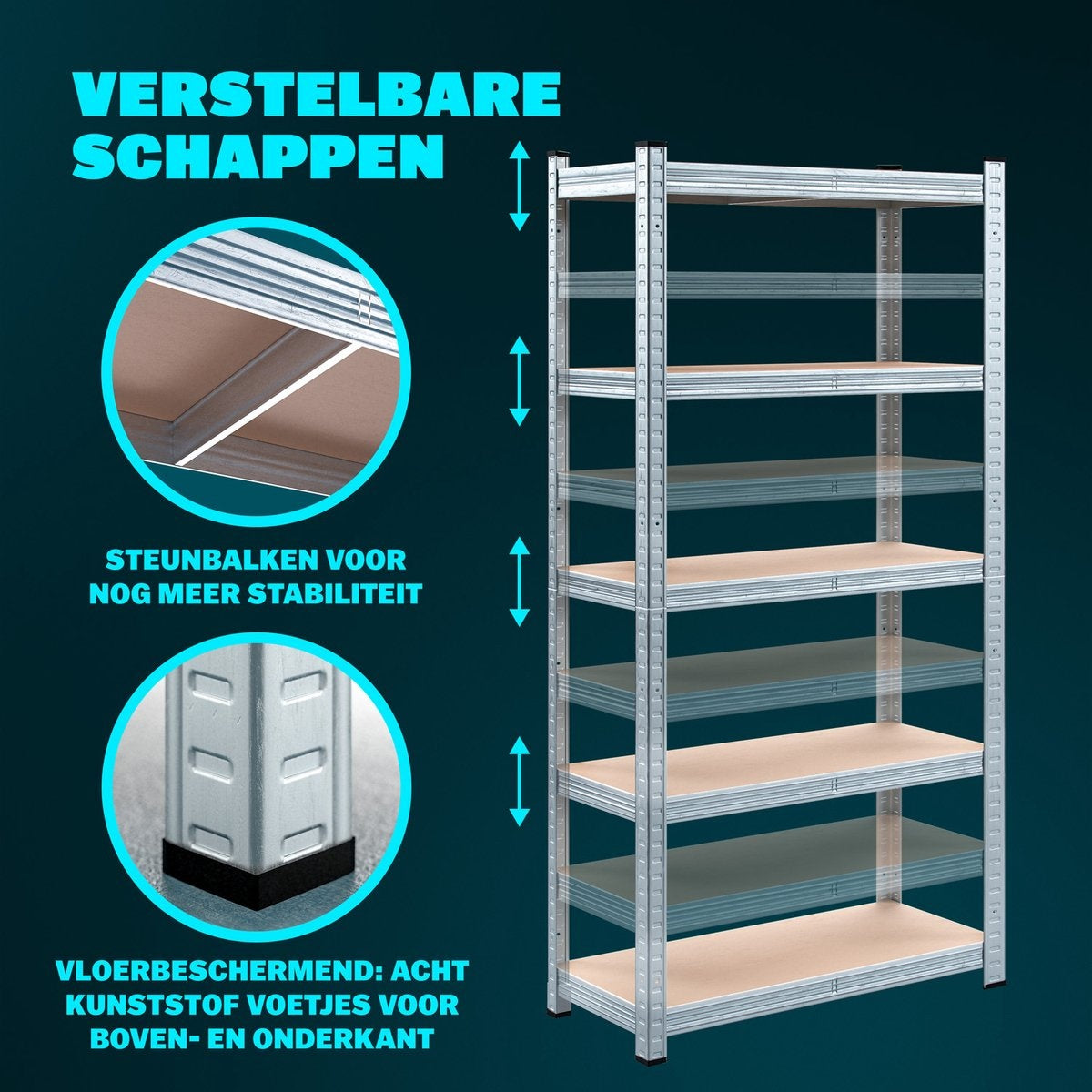 Armoire de rangement/étagère en métal 2 pièces avec 5 étagères - Capacité de charge de 875 kg - (HxLxP) 180x90x40 cm - 175kg par étagère