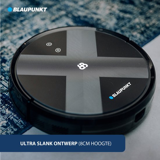 Blaupunkt Bluebot XVAC BPK-VCBB1XVBWT - Robot aspirateur avec fonction balayage - Station de recharge - Navigation gyroscopique intelligente - avec réservoir d'eau