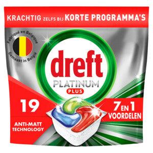 Dreft Tablettes pour lave-vaisselle - Platinum Plus - All In One - 19 pièces