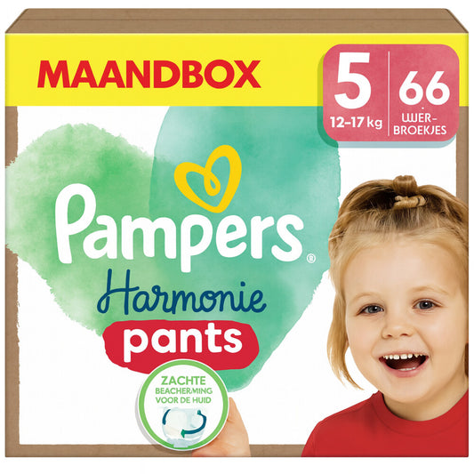 Pampers Harmonie Pants Taille 5 - Maxi S5 12-17 kg - 66 pièces - Blanc