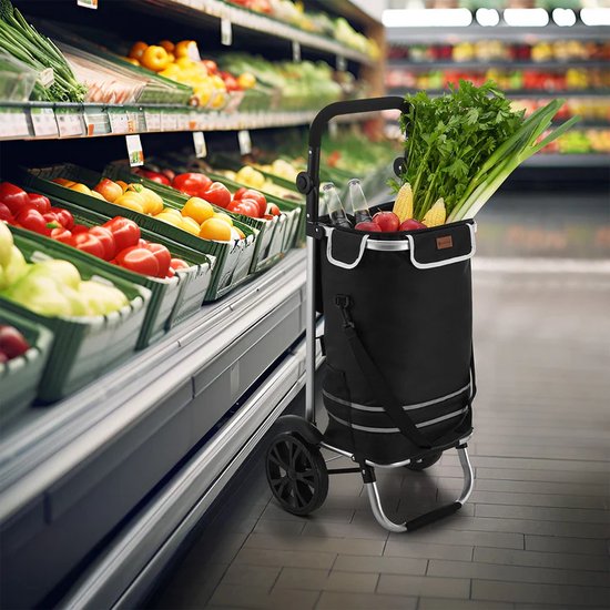 Chariot de supermarché 3en1 - 56L - Noir