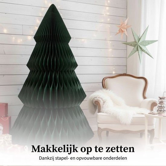 Mica Decorations Sapin de Noël en papier - Sapin de Noël artificiel pliable - H 212 x Ø 120 cm - Décoration de Noël - FSC Mix - Vert