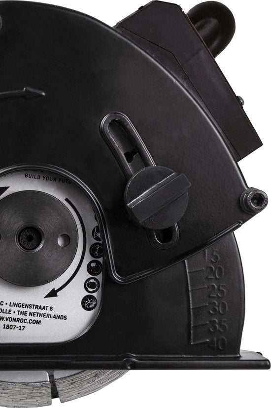 VONROC Tronçonneuse murale avec laser - 1700W - 150mm - 6 disques diamantés, adaptateur pour aspirateur et sac de rangement inclus