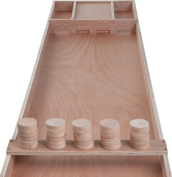 Table de shuffleboard de compétition en bois 200 cm – 30 jetons inclus – Table de shuffleboard en contreplaqué pour la maison et les loisirs – Jeu de société – Longfield