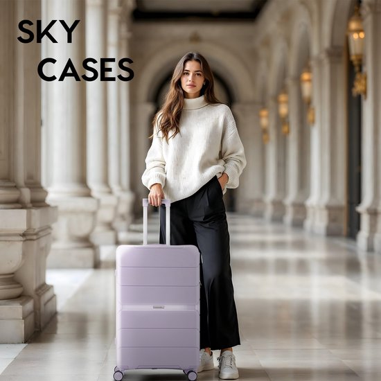 SKYCASES Urban Adventurer - Valise à main - Serrure à numéro - 44L - Roues pivotantes - Valise de voyage avec serrure à bagage - Trolley léger - Violet