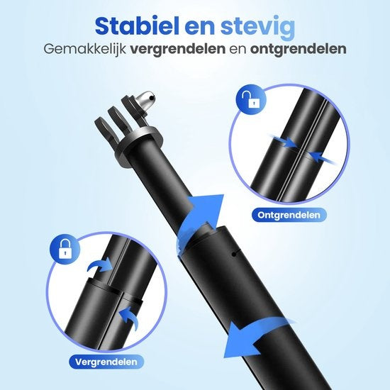 Garpex® Universal Selfie Stick XL - extensible jusqu'à 95 cm - convient à diverses caméras d'action - universel - étanche - vert