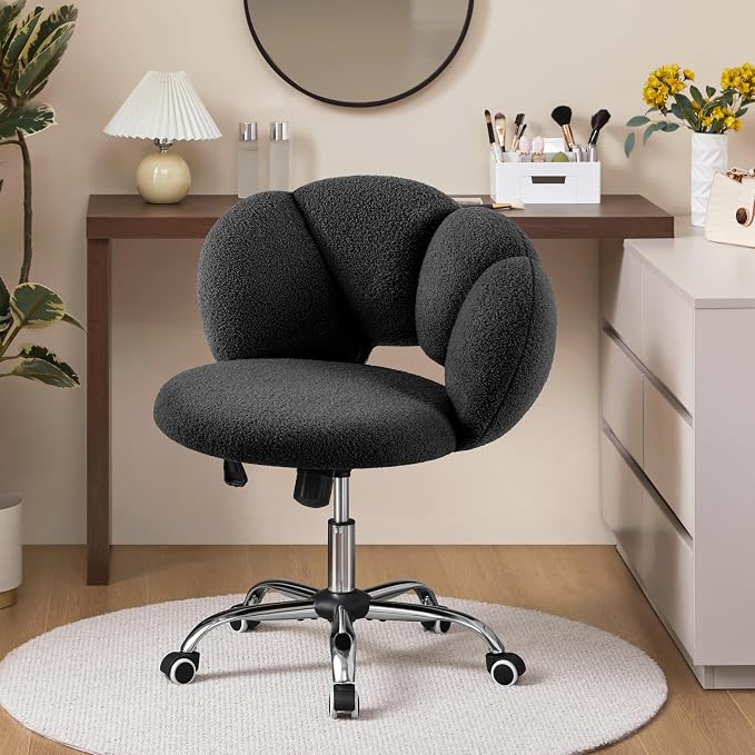 Chaise de bureau ergonomique Yaheetech « Cloud Design » - Noire - Chaise pivotante réglable avec fonction de balancement, jusqu'à 136 kg