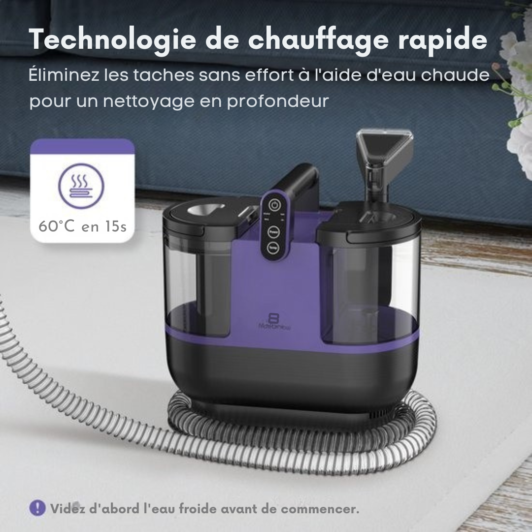 Nettoyeur de tapis  Motion - 4 en 1 - 1800 ml Réservoir d'eau - Auto-nettoyant - 40 x 28 x 38 cm - Violet