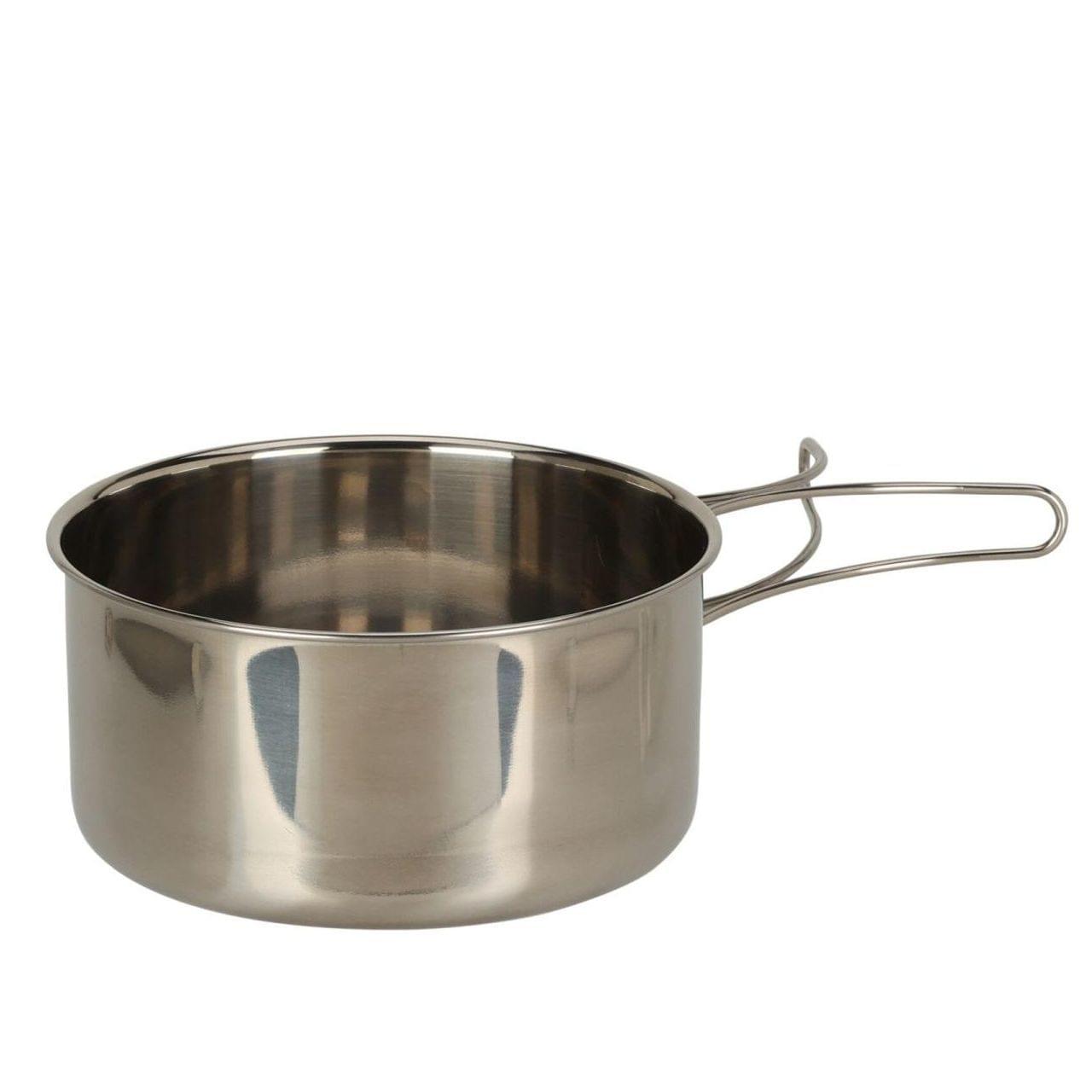 ML Stainless Steel Pans Set Silver - 2-Piece - Compact Pans with Foldable Handle (casseroles compactes avec poignée pliable)