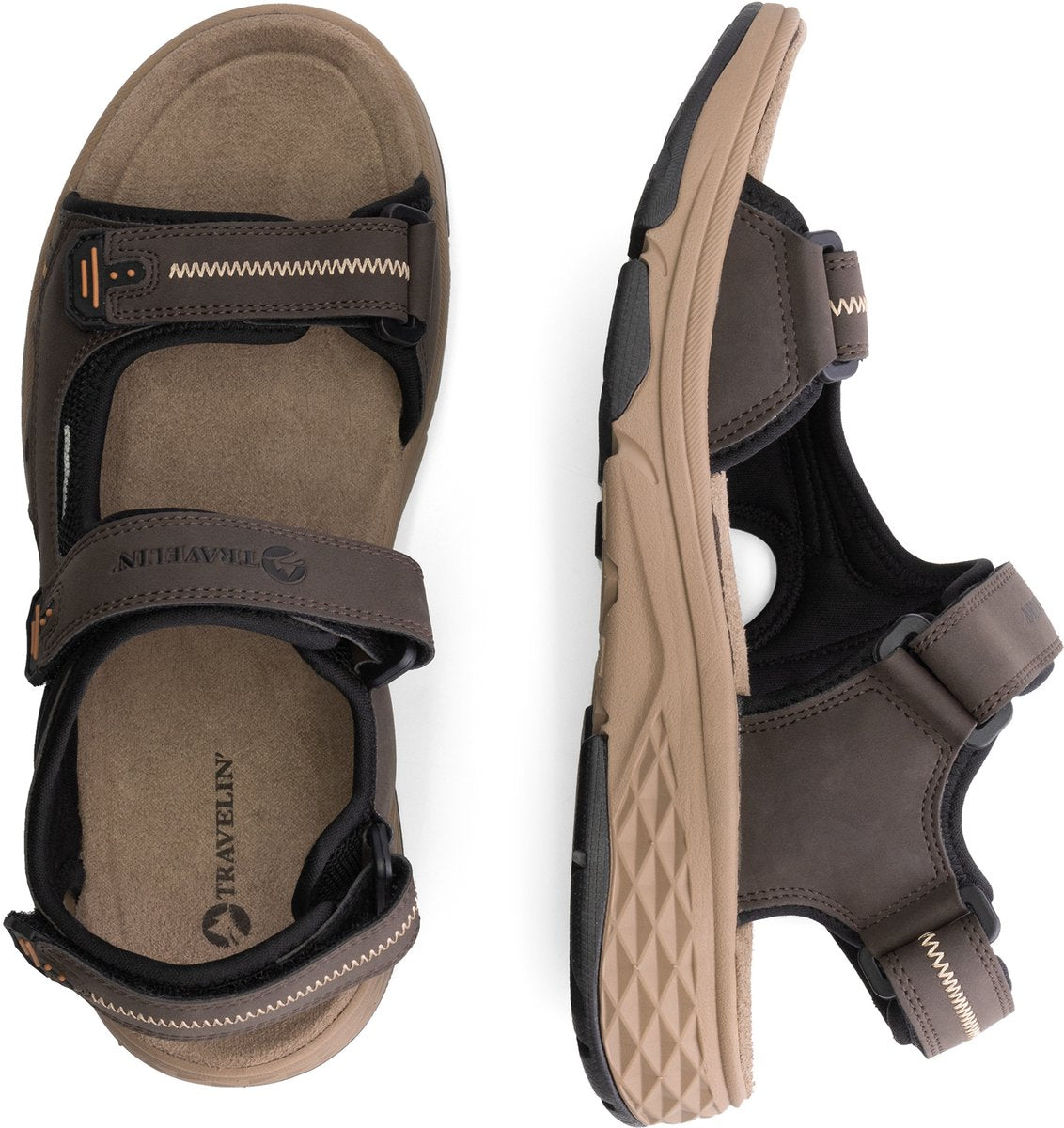 Travelin' Brusdal - Sandales d'extérieur pour hommes - Légères - Sandales d'extérieur - Marron foncé - Taille 43