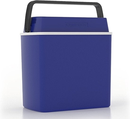 Campart Coolbox CB-8624 - Glacière 22 litres - Légère avec poignée - Système de refroidissement thermoélectrique - Avec prise 12V pour le voyage et la voiture - Convertible en prise 230V - Bleu