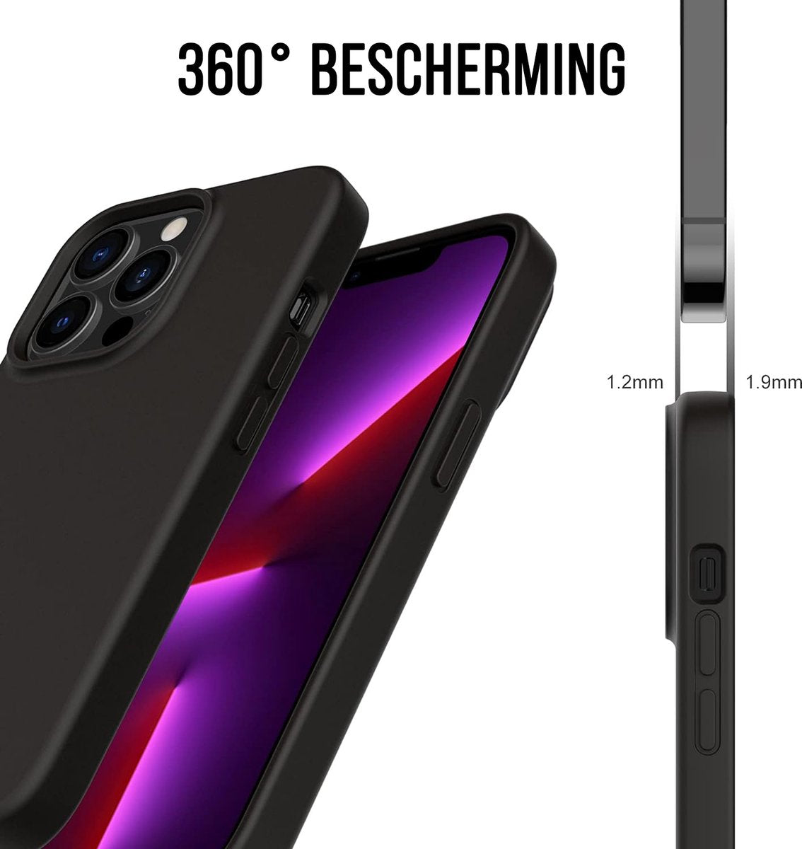 Podec iPhone 13 Pro Case & Screen Protector - Noir - 14,7 x 7,1 x 1 cm