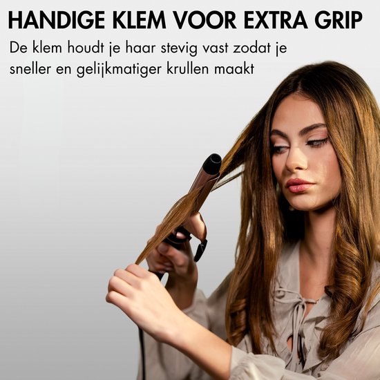 Sansbeauté® Fer à boucler 7 en 1 avec pince et pince gaufrée - Fer à boucler en céramique - 13mm à 38mm - Brosse à sécher les cheveux courts - Brosse chauffante - Pince à boucler - Brosse thermique - Styler les cheveux - Brosse à boucler 5 en 1