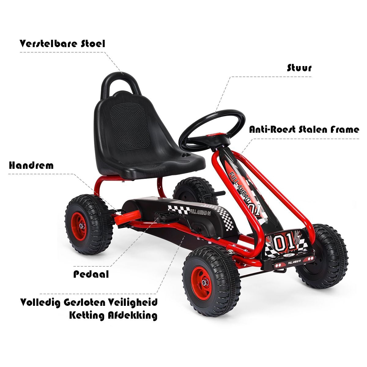 Gokart Go Cart avec frein à main Troll car 30kg véhicule à pédales véhicule à pédales 3-6 ans rouge