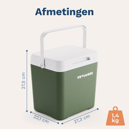 TRVLMORE Cool Box 7L - Frigobox - Elément de refroidissement inclus - Cool Box Small - Vert