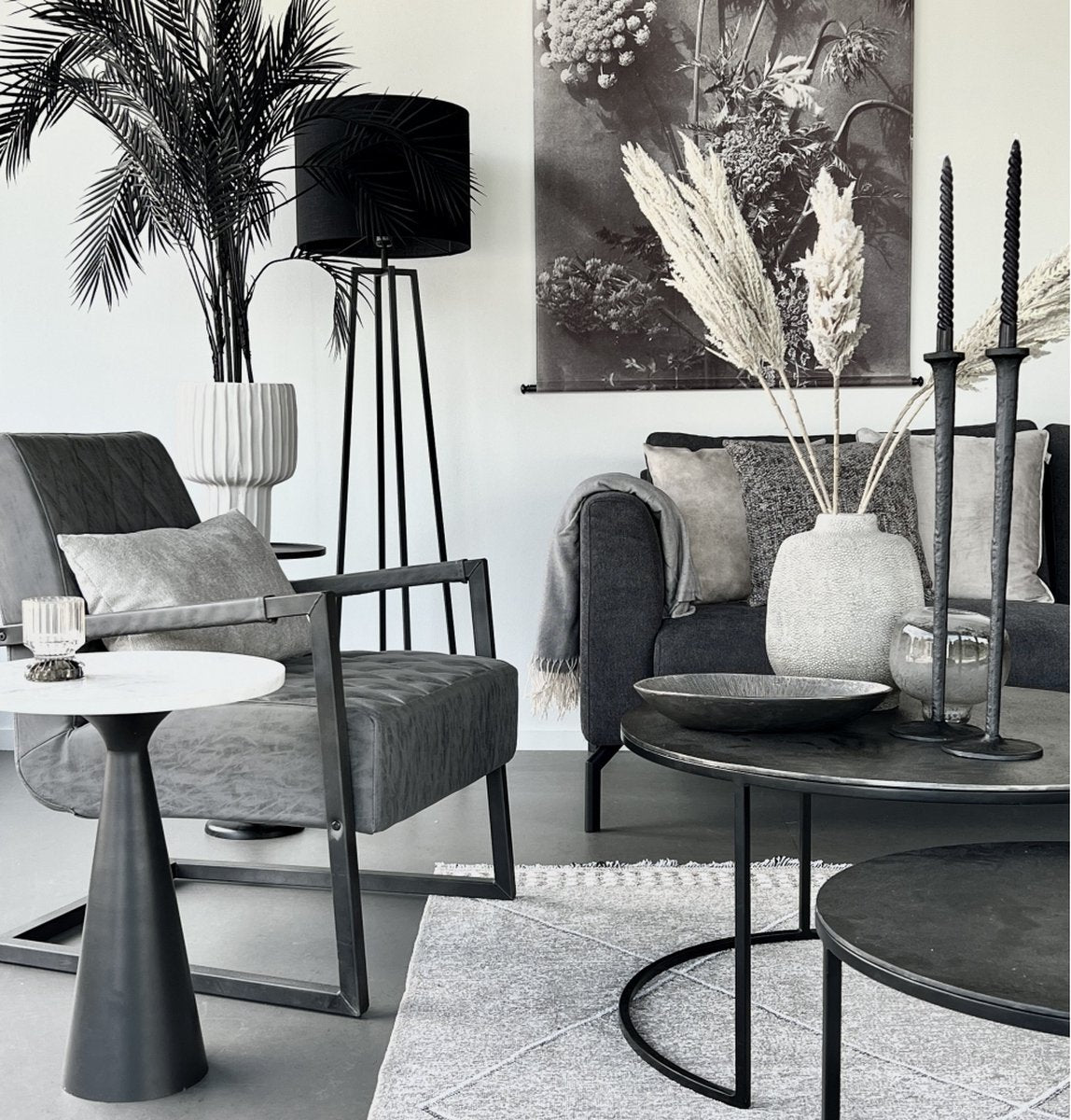 Light & Living Lampadaire Miley - Noir mat - 25x25x130 cm - Design industriel