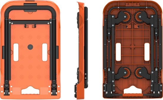 BLACK+DECKER Chariot de transport pliable - Chariot à plate-forme - Max. 90 KG - Réglable en hauteur - 61.4 x 37x3 x 89.4 CM - Orange