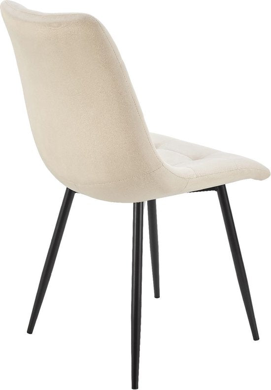 Chaises de salle à manger en acier Blanca - Lot de 2 - Beige - Velours
