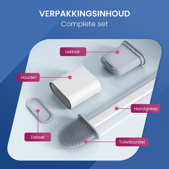 Roegaarden Brosse à WC avec support - Brosse à WC - Silicone - Autoportante et à suspendre - Blanc