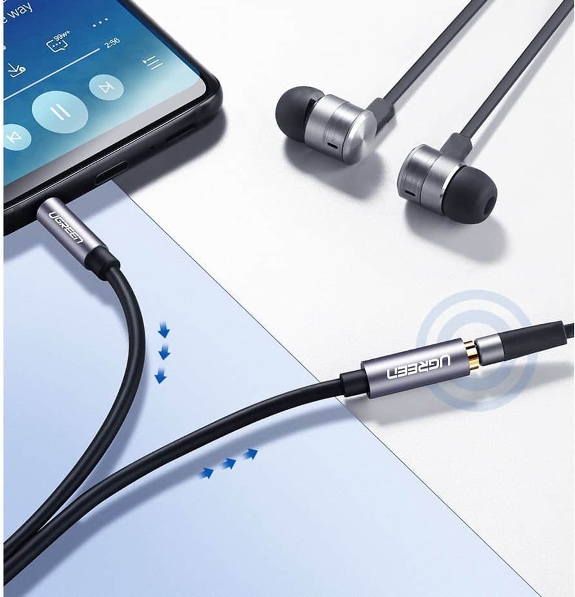 Ugreen - Câble de rallonge Audio Jack AUX 3.5mm - 2 mètres - 3.5mm Femelle - Transparent