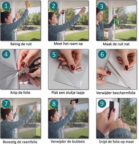 Film de protection solaire pour fenêtres Homewell® - 120 x 300 cm – Isolant et résistant à la chaleur – Protection contre les regards indiscrets – Compatible HR++(+) – Effet miroir à 15 % – Argenté