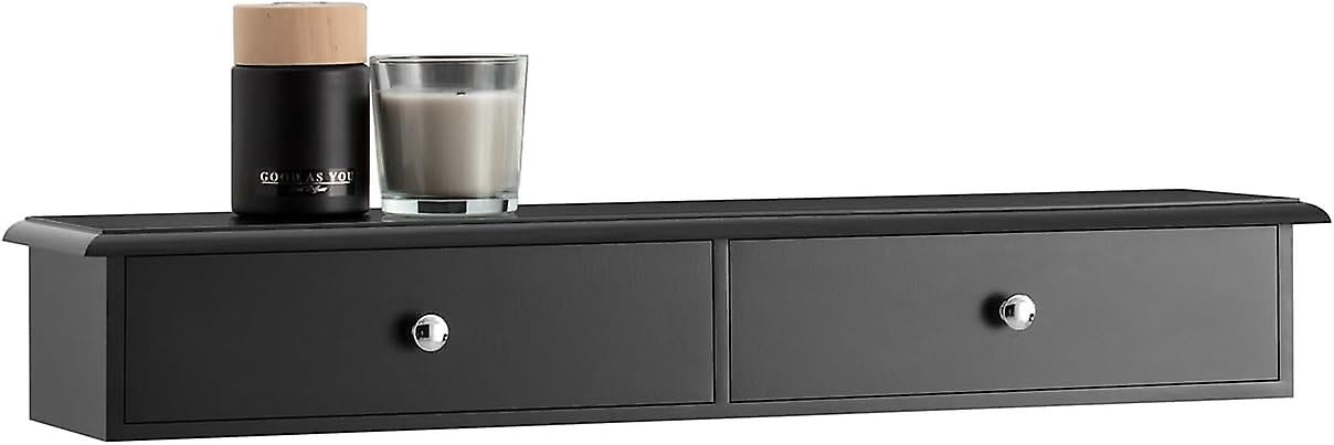 SoBuy Armoire murale - 2 tiroirs - 64 x 10 x 15 cm - Noir