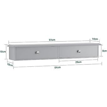 SoBuy - Armoire murale - 2 Tiroirs - 64 x 10 x 15 cm - Gris