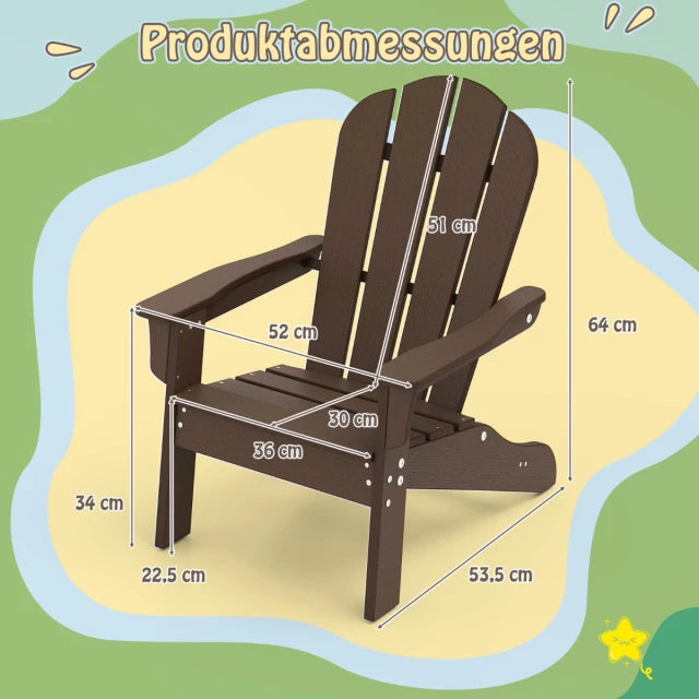 Chaise de jardin pour enfants Coast Brown - HDPE Chaise de relaxation avec dossier ergonomique - 53,5 x 52 x 64 cm