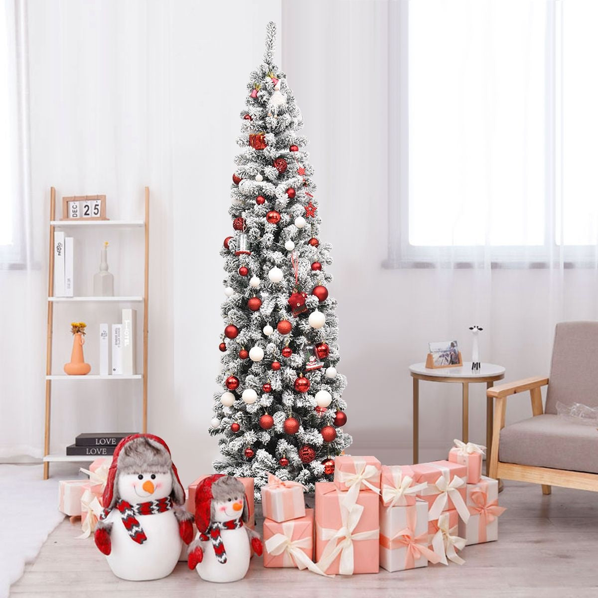 Coast - Crayon pour sapin de Noël - Avec neige, 350 LED et 641 branches - 225 cm - PVC/métal - Vert/Blanc chaud