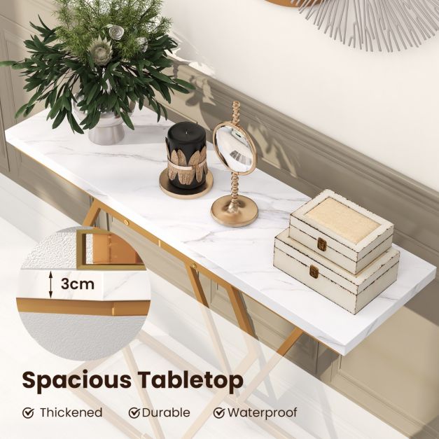 Table console Coast - MDF & métal - Kit anti-basculement inclus - 100 x 29,5 x 80 cm - Blanc