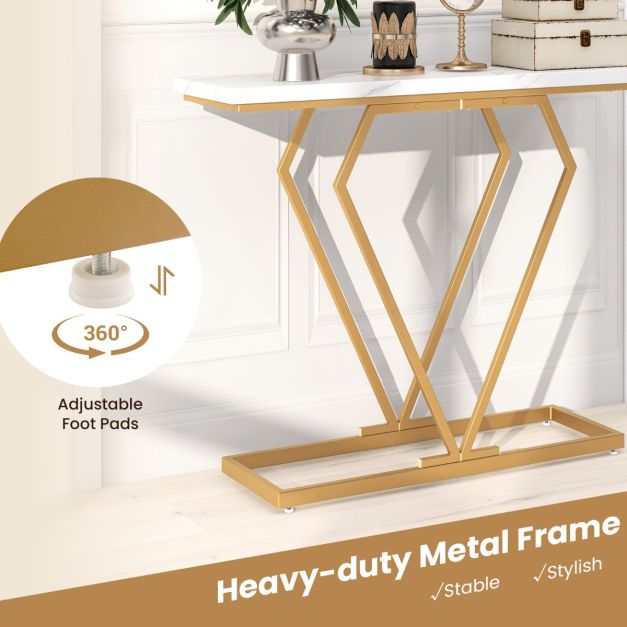 Table console Coast - MDF & métal - Kit anti-basculement inclus - 100 x 29,5 x 80 cm - Blanc