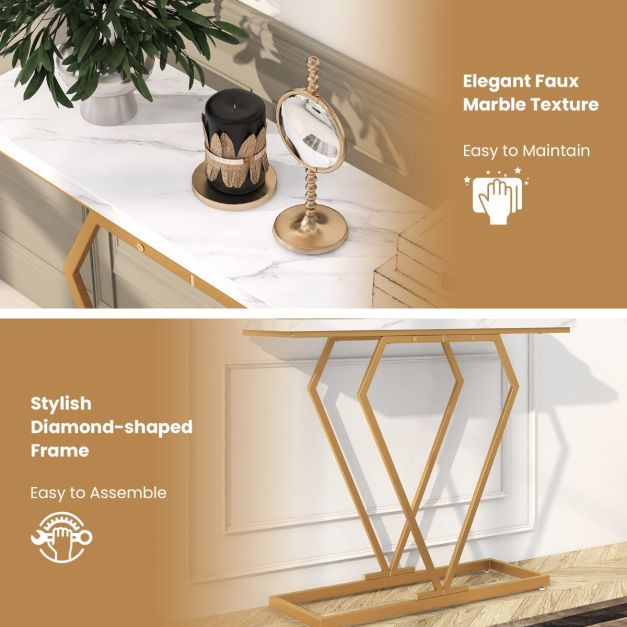 Table console Coast - MDF & métal - Kit anti-basculement inclus - 100 x 29,5 x 80 cm - Blanc
