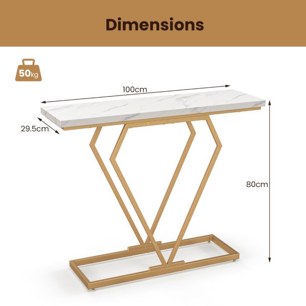 Table console Coast - MDF & métal - Kit anti-basculement inclus - 100 x 29,5 x 80 cm - Blanc