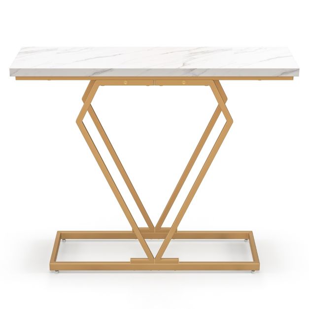 Table console Coast - MDF & métal - Kit anti-basculement inclus - 100 x 29,5 x 80 cm - Blanc