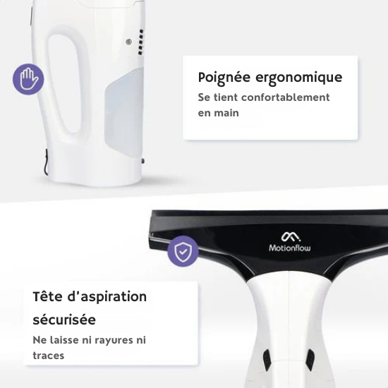 Nettoyeur de vitre électrique avec laveur intégré - Motionflow - Rechargeable