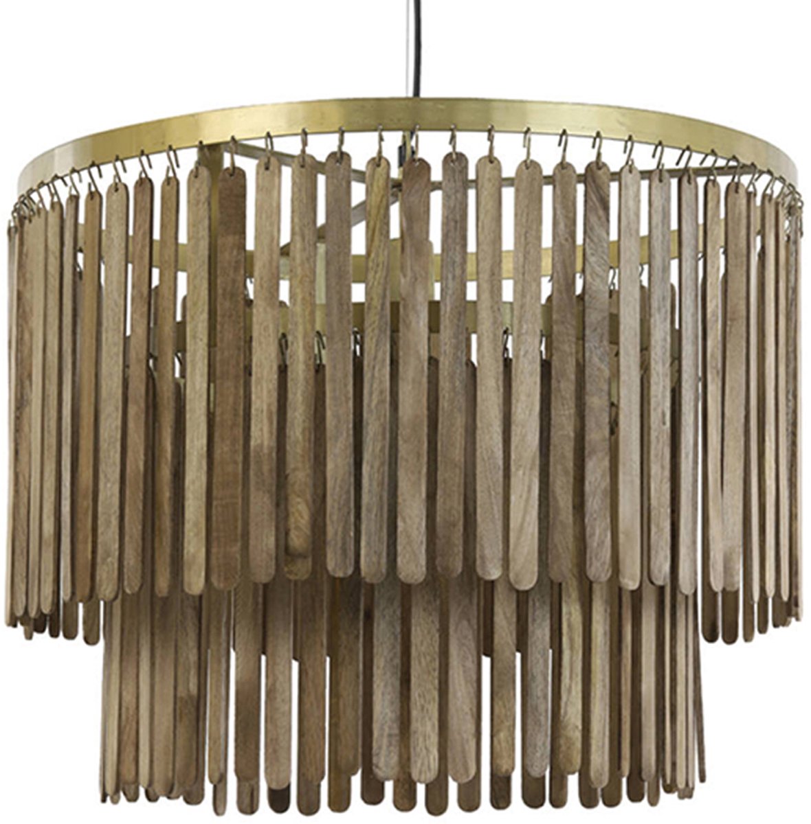 Light & Living Lampe pendante Gularo - Bois brun foncé - Ø60cm - Modern & Luxe