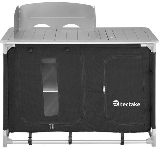 tectake - cuisine de camping dim. 116 x 52 x 107 cm noir - 403345