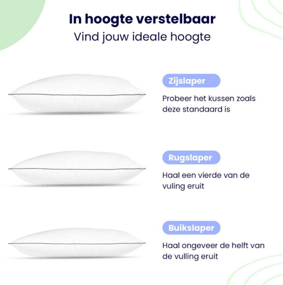 Oreillers de luxe Soulsnooze - Lot de 2 - 40x80 cm - Moyen - Réglable et antiallergique