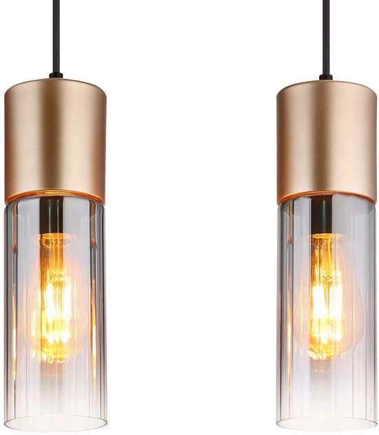 Globo - suspension - ANNIKA - marron - verre - grande lampe de table à manger - E27 - 21000-4HCA