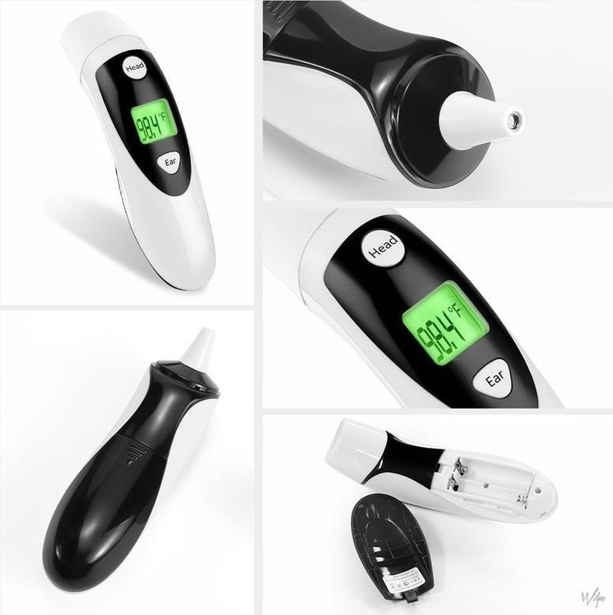 Thermomètre infrarouge Ninyas - Oreille - Front - Numérique - Sans contact - Blanc