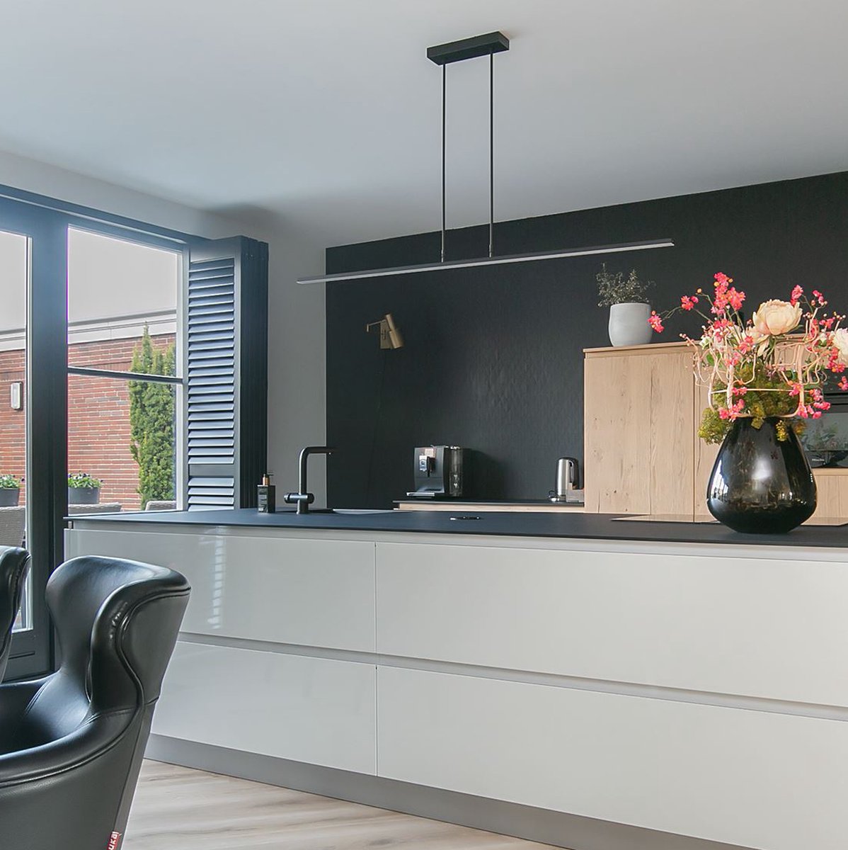 Lampe suspendue réglable Zelena - 2-lumières - Plastique/métal - 155 cm - Hauteur réglable jusqu'à 117 cm - Design moderne - Noir