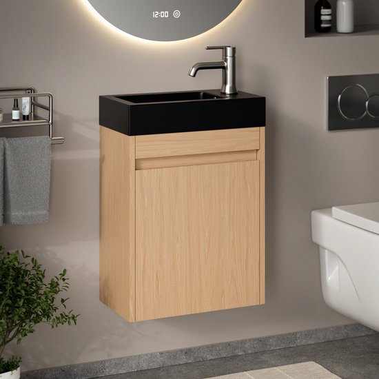 Meuble de salle de bains Mirlux en chêne clair - Meuble-lavabo - Meuble de WC - Meuble de salle de bains - 40 cm