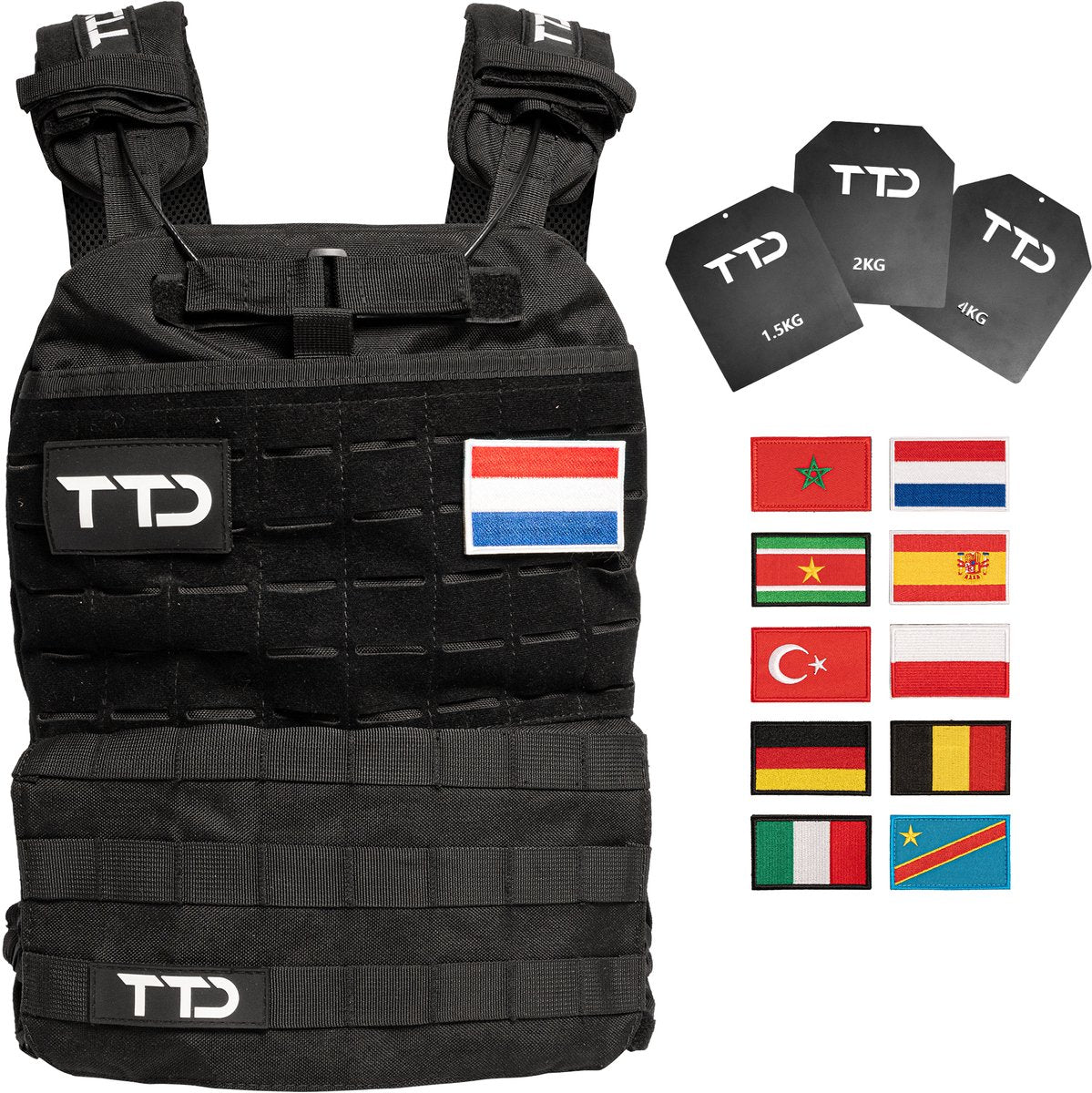 Gilet de musculation réglable Ttd - Noir - 35 x 26 cm - Jusqu'à 16,5 kg - Pour la course à pied, le fitness et la musculation