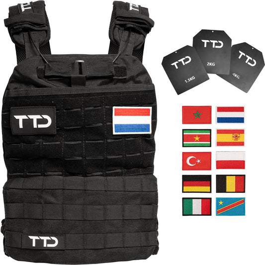 Gilet de musculation réglable Ttd - Noir - 35 x 26 cm - Jusqu'à 16,5 kg - Pour la course à pied, le fitness et la musculation