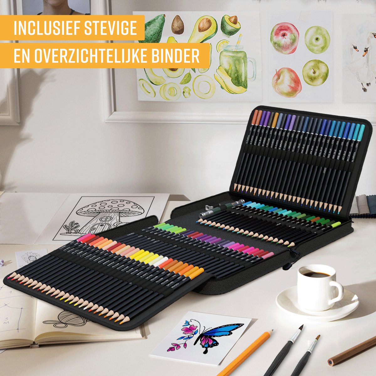 NAPI 120 crayons de couleur - Set de dessin à l'huile avec accessoires de luxe