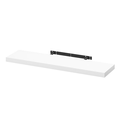 Woltu Floating Wall Shelf RG9370ws - Etagère murale en bois - Blanc - 90 x 22,9 x 3,8 cm